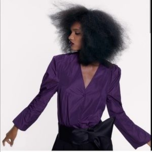 Zara Taffeta purple bodysuit. - Picture 1 of 16